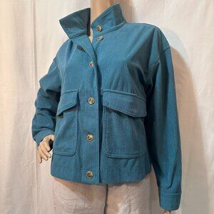 Avec Les Filles SZ S Turquoise Corduroy Jacket